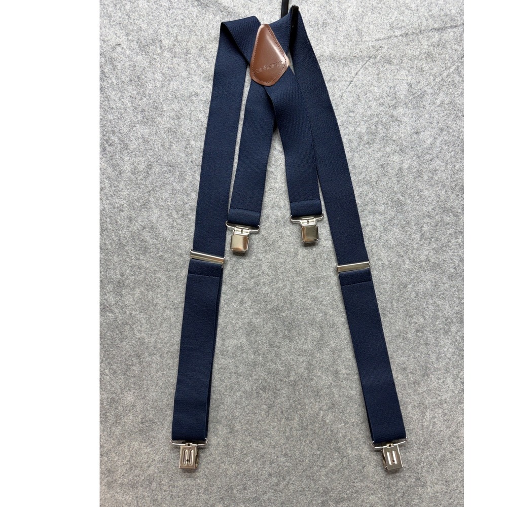 Carhartt Mens Utility Suspenders Navy Blue Heavy Duty Adjustable X-Back Clips